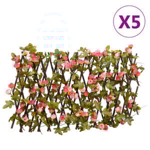 vidaXL&nbsp;Kunstplant klimop latwerk 5 st uittrekbaar 180x20 cm donkerroze