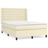 vidaXL Boxspring met matras kunstleer cr&egrave;mekleurig 140x190 cm