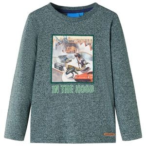 Kindershirt met lange mouwen 104 gem&ecirc;leerd donkergroen