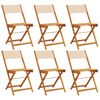 vidaXL Klapstoelen set van 6 stuks, beige stof en massief hout