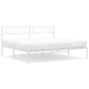 vidaXL Bedframe met hoofdbord metaal wit 193x203 cm