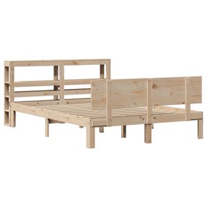 vidaXL Bedframe met hoofdbord massief grenenhout wit 140x200 cm