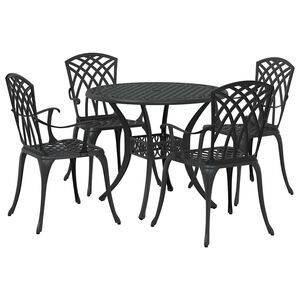 vidaXL Tuin eettafelset 5 pcs Zwart Aluminium
