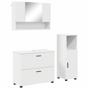 vidaXL Badkamermeubelset met lade 3 pcs Wit Bewerkt hout en metaal