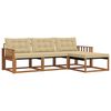 vidaXL Buiten bankenset met kussen 4 pcs Natuurlijk en Beige