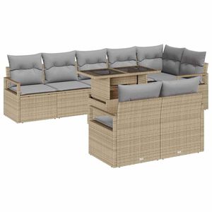 vidaXL Tuin Sofa Set 9 st 8-Aantal zitplaatsen Beige en Licht Grijs