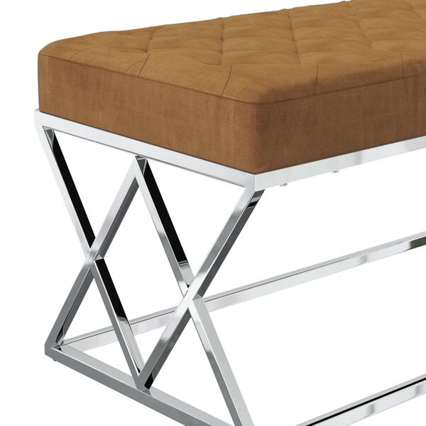 vidaXL Bankje fluweel en roestvrij staal bruin