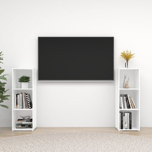 vidaXL Tv-meubelen 2 st 107x35x37 cm bewerkt houtwit