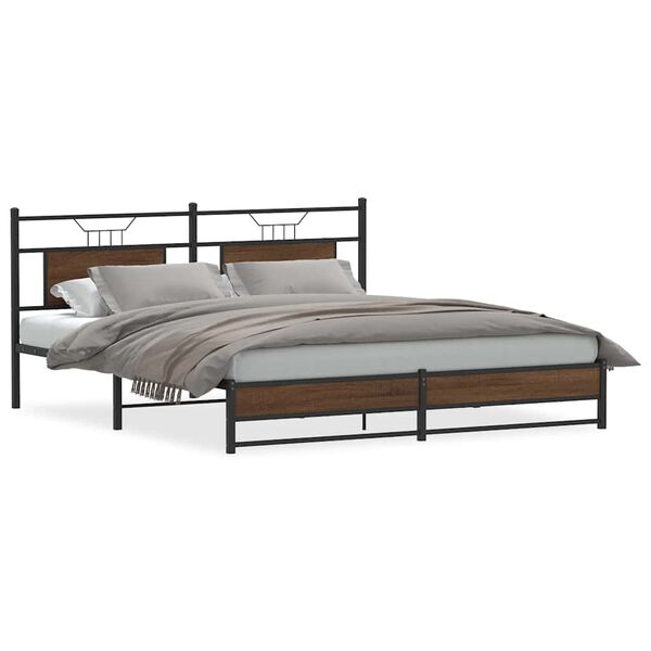 vidaXL Bedframe zonder matras metaal bruin eikenkleur 183x213 cm