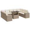 vidaXL 10-delige Loungeset met kussens poly rattan beige