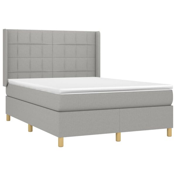 vidaXL Boxspring met matras en LED stof lichtgrijs 140x200 cm
