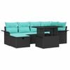vidaXL Tuin Sofa Set met kussen met opslag 7 pcs Zwart Poly riet