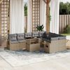 vidaXL 10-delige Loungeset met kussens poly rattan beige