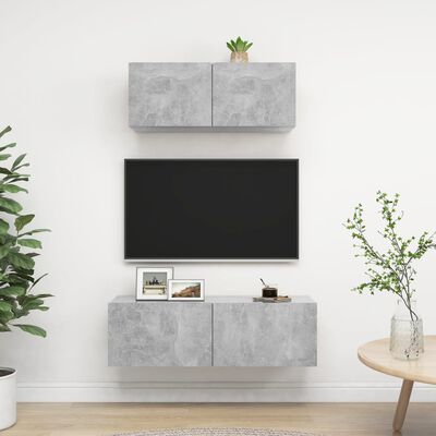 vidaXL 2-delige Tv-meubelset spaanplaat betongrijs