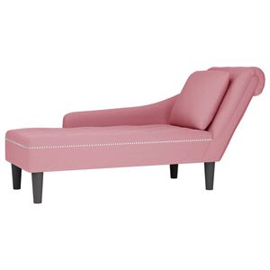 vidaXL Chaise longue met kussen en rechterarmleuning fluweel roze