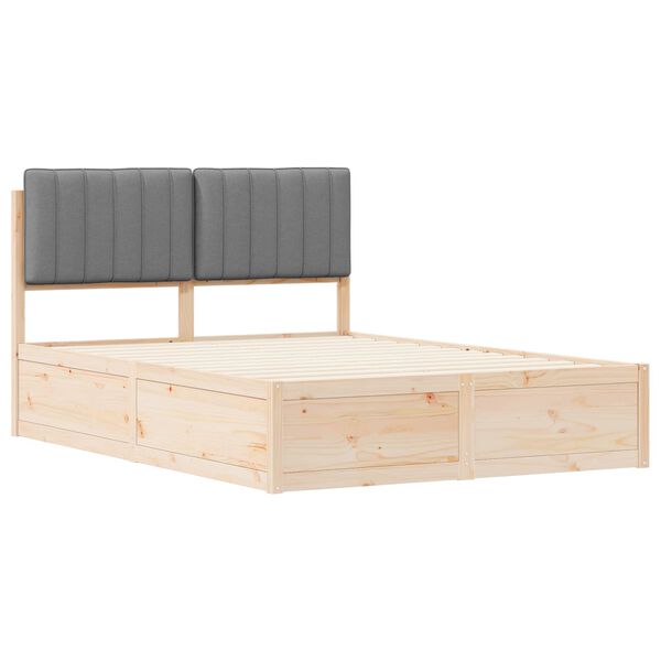 vidaXL Bedframe met Gevoerd Hoofdgedeelte Lichtgrijs 135 x 190 cm