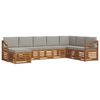 vidaXL Hoekbank Set 8 pcs Natuurlijk en Lichtgrijs Massief Acaciahout