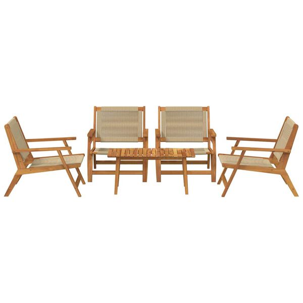 vidaXL Tuinstoelen met Tafel 5 pcs Beige Massief acaciahout