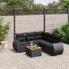 vidaXL 6-delige Loungeset met kussens poly rattan zwart