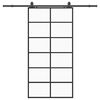 vidaXL Schuifdeur met beslagset 102x205 cm ESG glas zwart