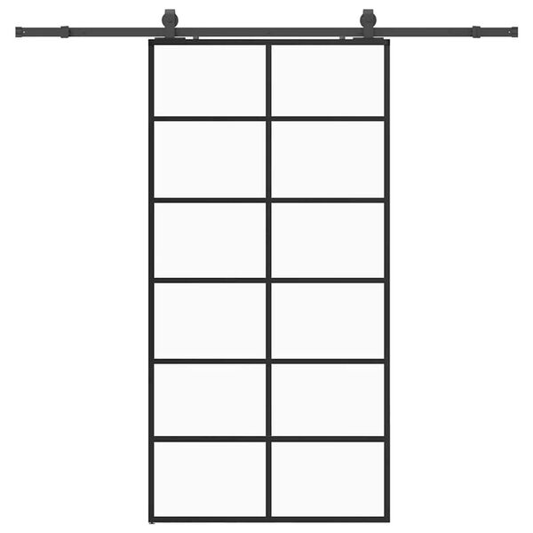 vidaXL Schuifdeur met beslagset 102x205 cm ESG glas zwart