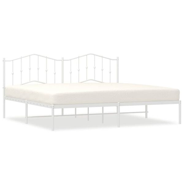 vidaXL Bedframe met hoofdbord metaal wit 193x203 cm