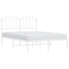 vidaXL Bedframe met hoofdbord metaal wit 135x190 cm