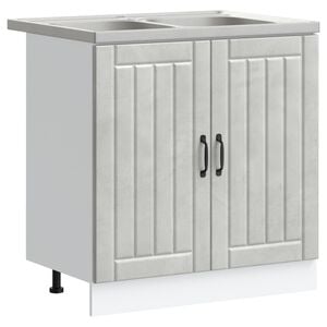 vidaXL Wastafel onderkast Lucca 2 pcs Beton Grijs Bewerkt hout