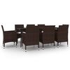 vidaXL 9-delige Tuinset met kussens poly rattan en glas