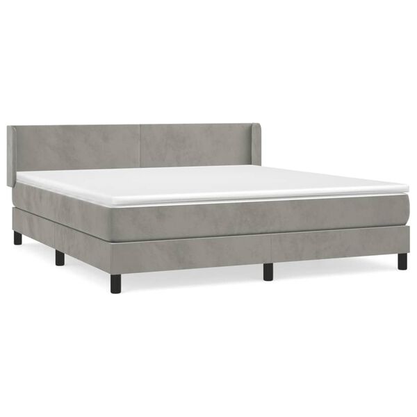 vidaXL Boxspring met matras fluweel lichtgrijs 160x200 cm