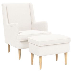 vidaXL Fauteuil met Voetenbank 2 st Cr&egrave;mekleurig Boucl&eacute;