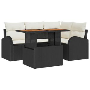 vidaXL Tuin Sofa Set 5 st Zwart en cr&egrave;me