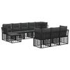 vidaXL Buiten bankenset 10 pcs Zwart en Donkergrijs Polyester