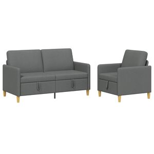 vidaXL Bankenset met opbergruimte 2 st Donkergrijs Polyester