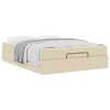 vidaXL Bedframe met matras met matras 2 pcs Cr&egrave;me Stof