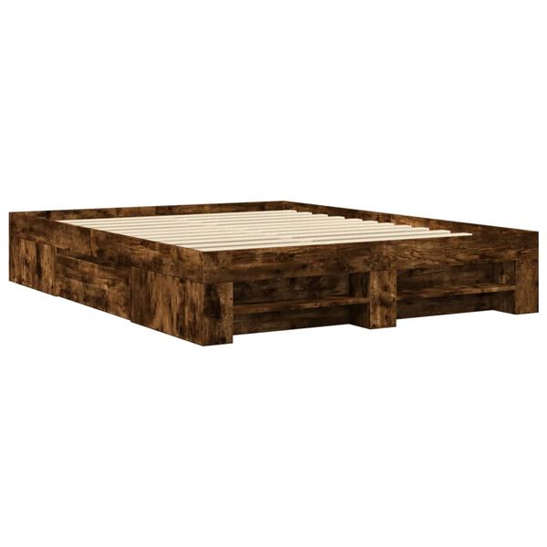 vidaXL Bedframe zonder matras hout gerookt eikenkleurig 150x200 cm