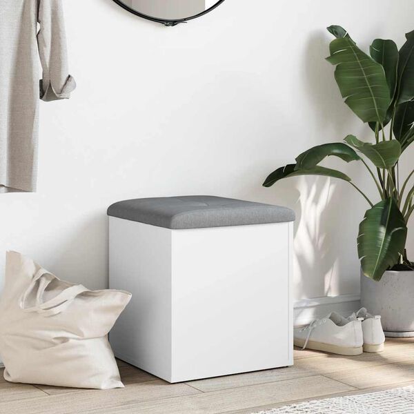 vidaXL Opbergbank Wit 42x42x45 cm Bewerkt Hout