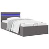 vidaXL Bedframe met opslag hydraulisch LED kunstleer grijs 90x200 cm
