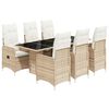 vidaXL 7-delige Bistroset met kussens poly rattan beige