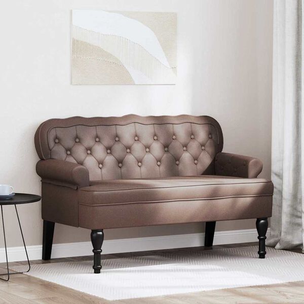 vidaXL Chesterfield Bank Bruin 119.5 x 64.5 x 75 cm Nep Leer