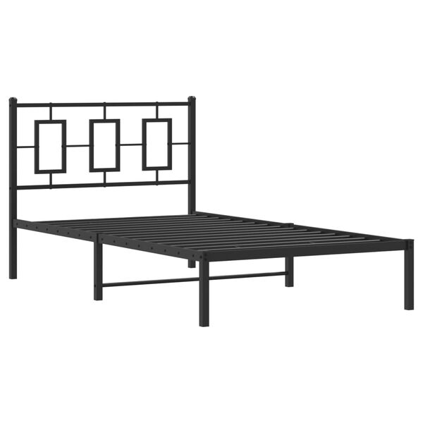 vidaXL Bedframe met hoofdbord metaal zwart 100x190 cm