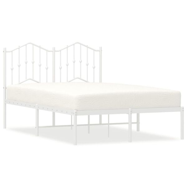 vidaXL Bedframe met hoofdbord metaal wit 120x200 cm