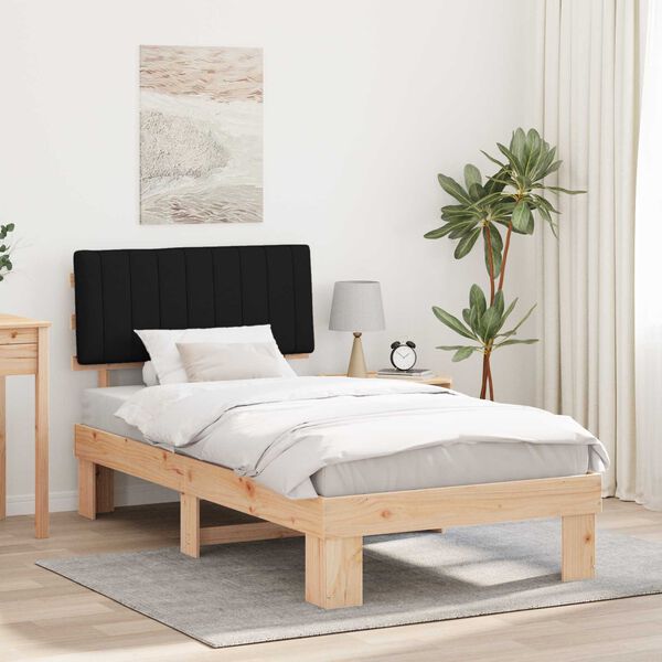 vidaXL Bedframe met Gevoerd Hoofdgedeelte Zwart 100 x 200 cm