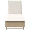 vidaXL Ligbed met wielen en kussen poly rattan beige
