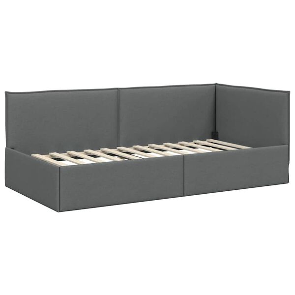 vidaXL Hoekbedframe met hoofdeinde Donkergrijs 100 cm x 200 cm Fluweel