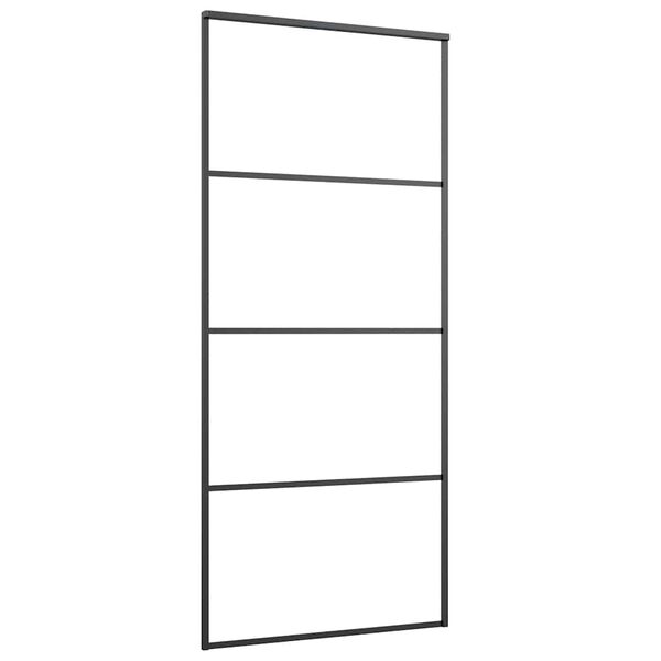 vidaXL Schuifdeur 90x205 cm aluminium en ESG-glas zwart