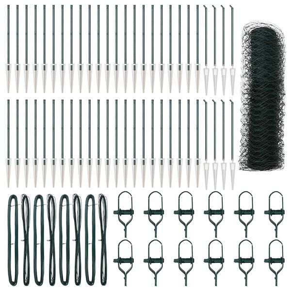 vidaXL Afrasteringspaal Groen 100 x 0,4 m (36 mm gaas) Staal en PVC