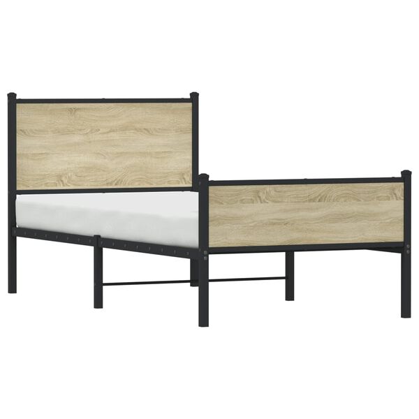 vidaXL Bedframe zonder matras metaal sonoma eikenkleurig 75x190 cm
