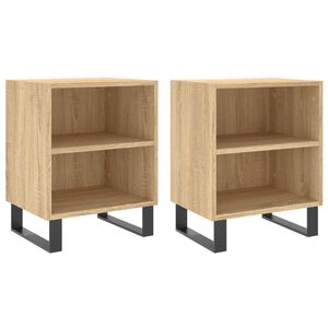 vidaXL Nachtkastjes 2 st 40x30x50 cm bewerkt hout sonoma eikenkleurig