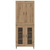 vidaXL Hoge kast 2 pcs Artisan Eiken Bewerkt hout